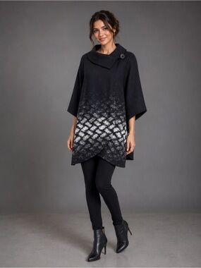 Michael Tyler Black & White Poncho Cape
